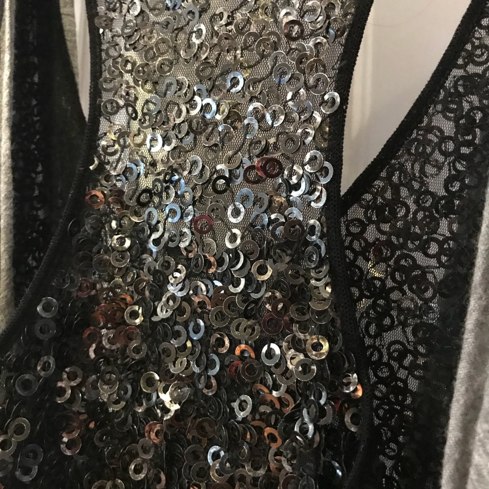Black and grey sequin top